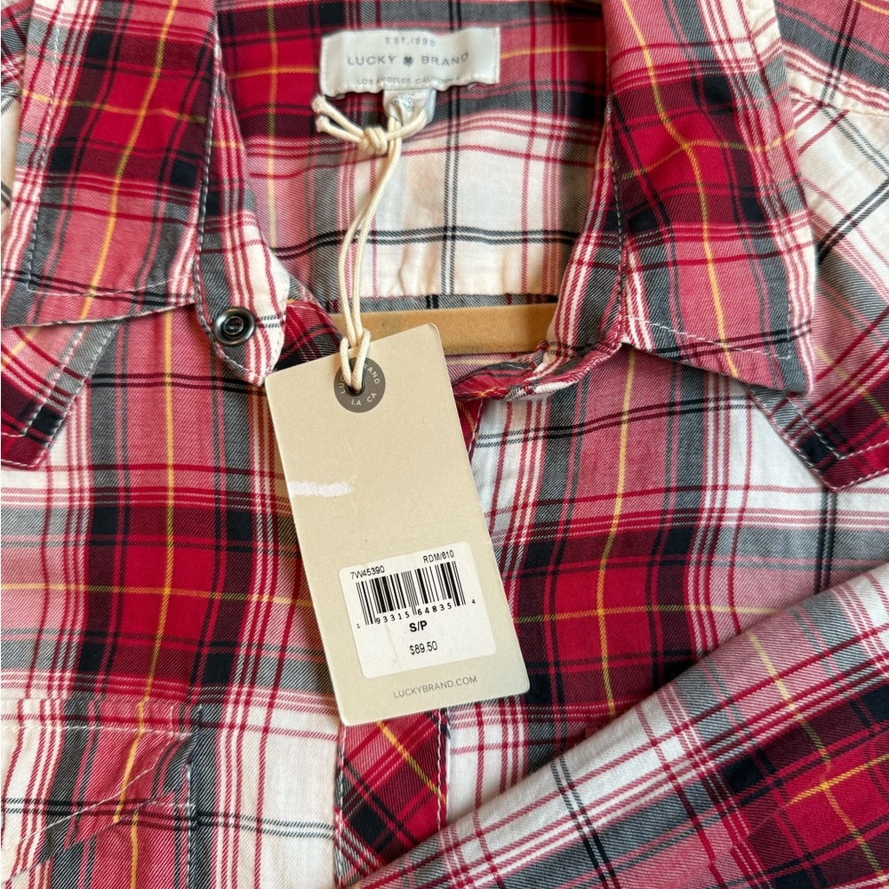 Lucky Brand Red Multi Western Plaid Shirt Size Small NWT NEW - Picture 5 of 6